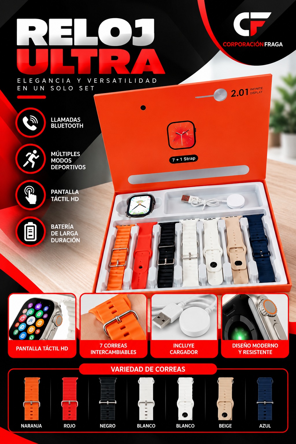 RELOJ 7 CORREAS